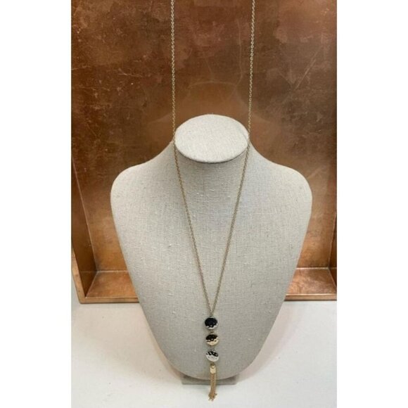 Banana Republic Gold Chain‎ Necklace With Multicolor Beads & Tassel NEW - Picture 1 of 4